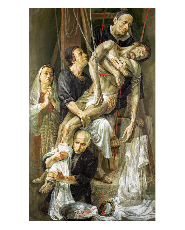 Deposizione (2014), olio su tela. Roma, chiesa del Gesù